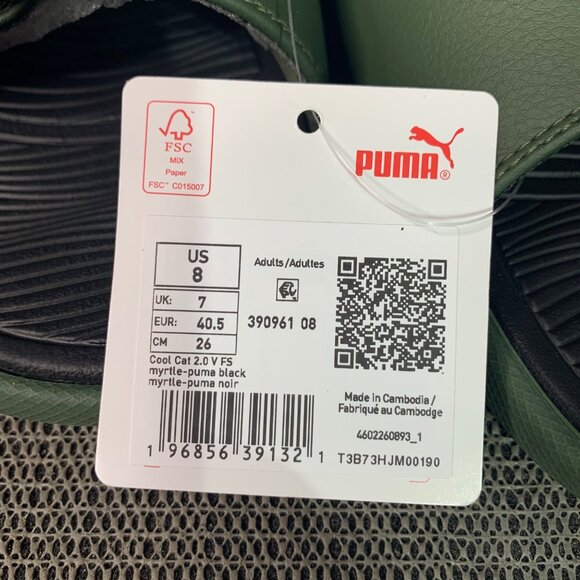 Puma Cool Cat 2.0 Mens Size 8 Green & Black Slip-On Slides Sandals - Picture 2 of 5